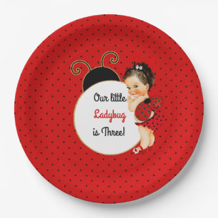 Lieveheersbeestje Thema Baby Meisje Rood & Zwart Papieren Bordje