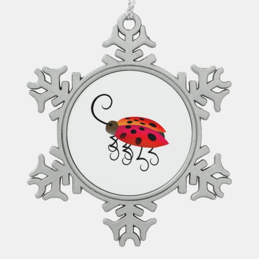Lieveheersbeestje Tin Sneeuwvlok Ornament (Voorkant)
