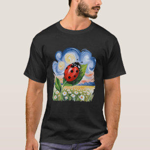 Lieveheersbeestje Tuin Blad Wilde Bloem Weiland Na T-shirt