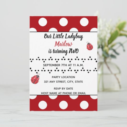 Lieveheersbeestje uitnodiging (Staand voorkant)