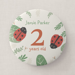 Lieveheersbeestje verjaardagsbadge met aangepaste ronde button 4,0 cm