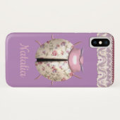 Lieveheersbeestje violet en roos schattig bloemenr Case-Mate iPhone case (Achterkant (horizontaal))