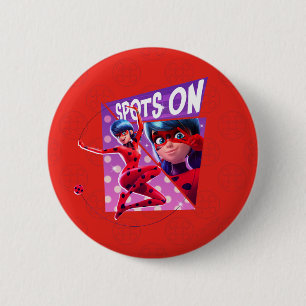 Lieveheersbeestje   Vlekken op Paarse afbeelding Ronde Button 5,7 Cm