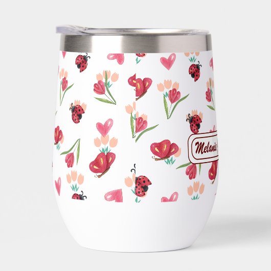 Lieveheersbeestje, vlinder en tulp hartpatroon (Rechts)