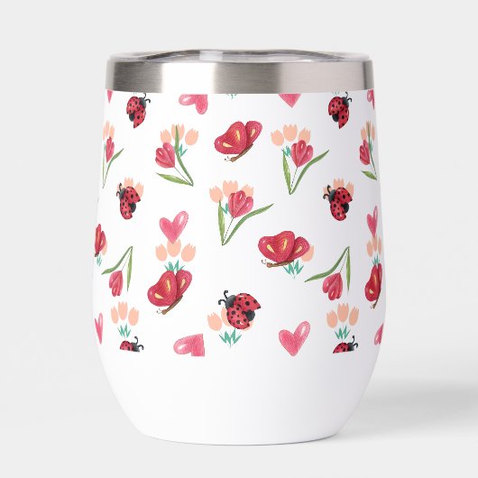 Lieveheersbeestje, vlinder en tulp hartpatroon (Achterkant)