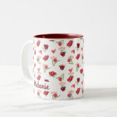 Lieveheersbeestje, vlinder en tulp hartpatroon tweekleurige koffiemok (Voorkant links)