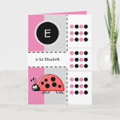 Lieveheersbeestje voeg naam toe voor kids pink Bir Kaart (Voorkant)