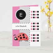 Lieveheersbeestje voeg naam toe voor kids pink Bir Kaart (Gele Bloem)