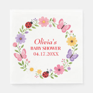 Lieveheersbeestje Wilde Bloem Baby Meisje Shower Servet