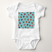 Lieveheersbeestjes, blauwe achtergrond, charmante romper (Voorkant)