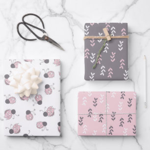 Lieveheersbeestjes en bladeren Inpakpapier Set van Vel