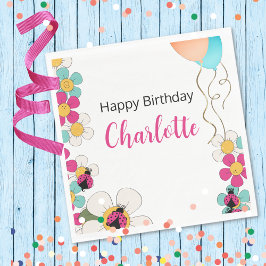 Lieveheersbeestjes en bloemen Verjaardagsfeest Servet