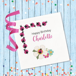 Lieveheersbeestjes en bloemen Verjaardagsfeest Servet