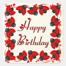 Lieveheersbeestjes en harten vierkante sticker