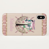 Lieveheersbeestjes en rozen schattig bloemenroze g Case-Mate iPhone case (Achterkant (horizontaal))