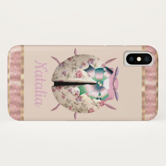 Lieveheersbeestjes en rozen schattig bloemenroze g Case-Mate iPhone case (Achterkant (horizontaal))