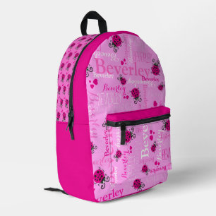 Lieveheersbeestjes gepersonaliseerde naam helemaal bedrukte rugzak