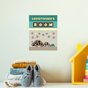 Lieveheersbeestjes kind kamer bruin groen kinderka folie afdrukken