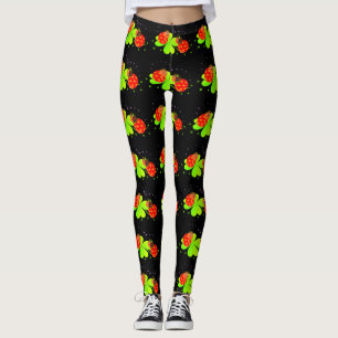 Lieveheersbeestjes op Shamrock Pattern Black Leggi Leggings