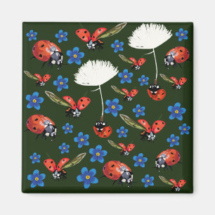 Lieveheersbeestjes Spring Square Magnet Magneet
