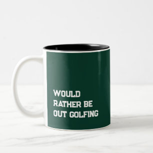 'Liever Buiten Golfend' Lichtgewicht Cadeau Tweekleurige Koffiemok