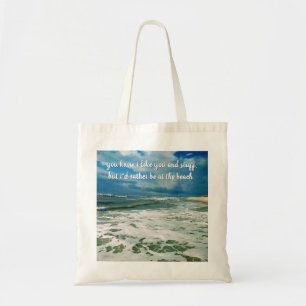 Liever op het strand   Eigen Tekst Tote Bag