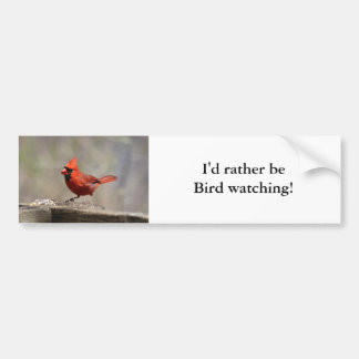 Liever vogel kijken bumper sticker (kardinaal)