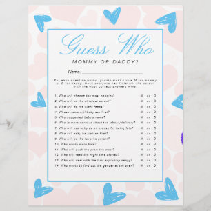 Lieverd 'Raad eens wie' Baby shower spel Flyer