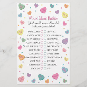 Lieverd zou mama liever Baby shower spel