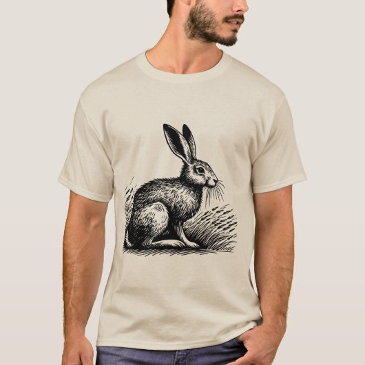 Lièvre des champs – Conception de T-shirt Lapin ru (Devant)