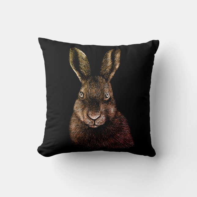 Lièvre, lapin, dessin lancer oreiller (Recto)