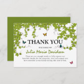 Lièvre vert et papillons Carte de remerciements de (Devant / Derrière)