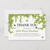 Lièvre vert et papillons Carte de remerciements de