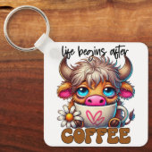 Life Begins After Coffee  Sleutelhanger (Voorkant)