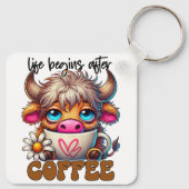 Life Begins After Coffee  Sleutelhanger (Achterkant)