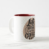 "Life Begins After Coffee" Two-toned Mug (Devant gauche)