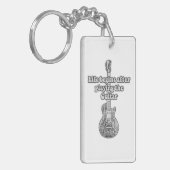 Life begins after playing the guitar. black & whit sleutelhanger (Voorkant Links)