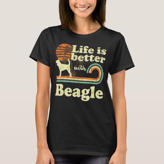 Life Better Beagle  Dog Mam Dad T-shirt (Voorkant)