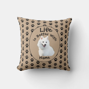 Life Better Dog Japans Spitz Naam toevoegen Uw fot Kussen
