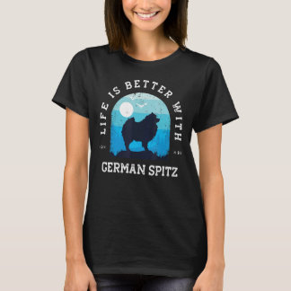 Life Better German Spitz Vintage Blue Dog Mom Dad T-shirt