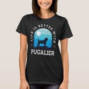 Life Better Pugalier Blue Dog mama T-shirt