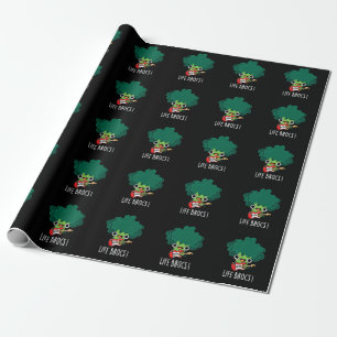 Life Brocs Funny Veggie Broccoli Pun Dark BG Cadeaupapier