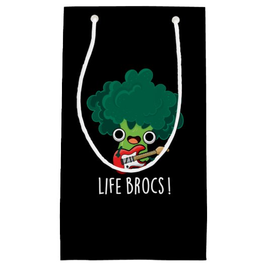 Life Brocs Funny Veggie Broccoli Pun Dark BG Klein Cadeauzakje (Voorkant)