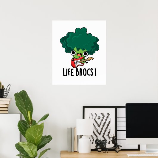 Life Brocs Funny Veggie Broccoli Pun Poster (Thuiskantoor)
