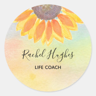 Life Coach Sunflower Colorful Ronde Sticker