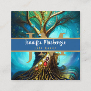 Life Coach Therapeut Rainbow Tree of Life Vierkante Visitekaartje