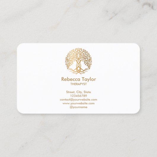 life coach tree of life therapeut yoga genezer bus visitekaartje (Achterkant)