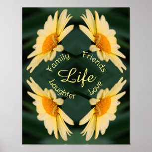 Life Daisy Flower Abstract Inspirerend Words Poster