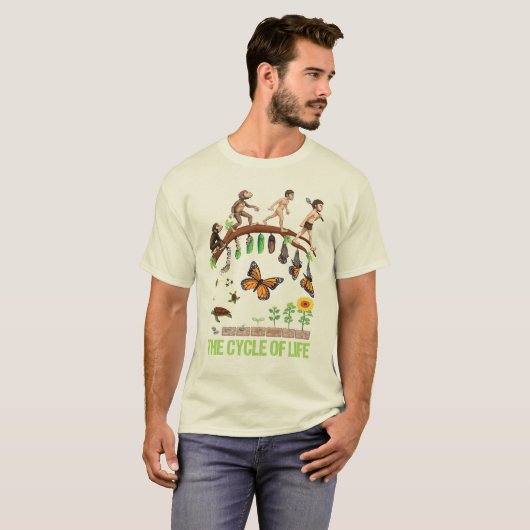 Life Evolution Primates to Man, Cocoon Butterfly T-shirt (Voorkant volledig)