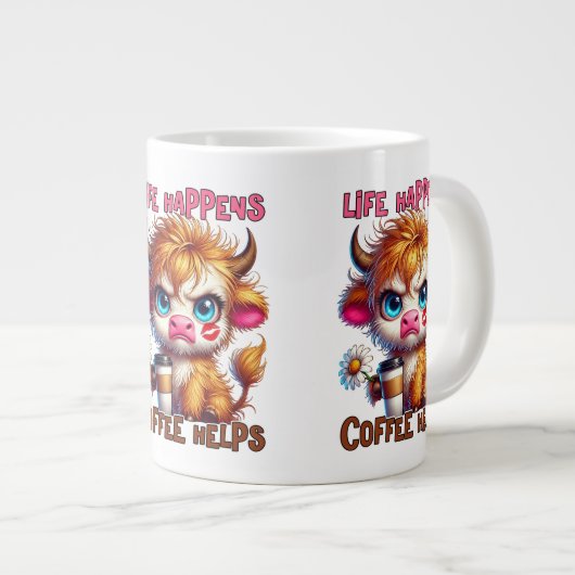 Life Happens Coffee Helps  Extra Grote Beker (Voorkant rechts)